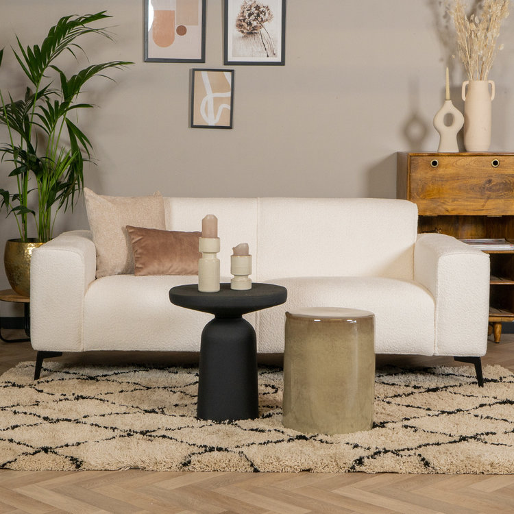 Canapé scandinave 2,5 places Vegas bouclette blanc