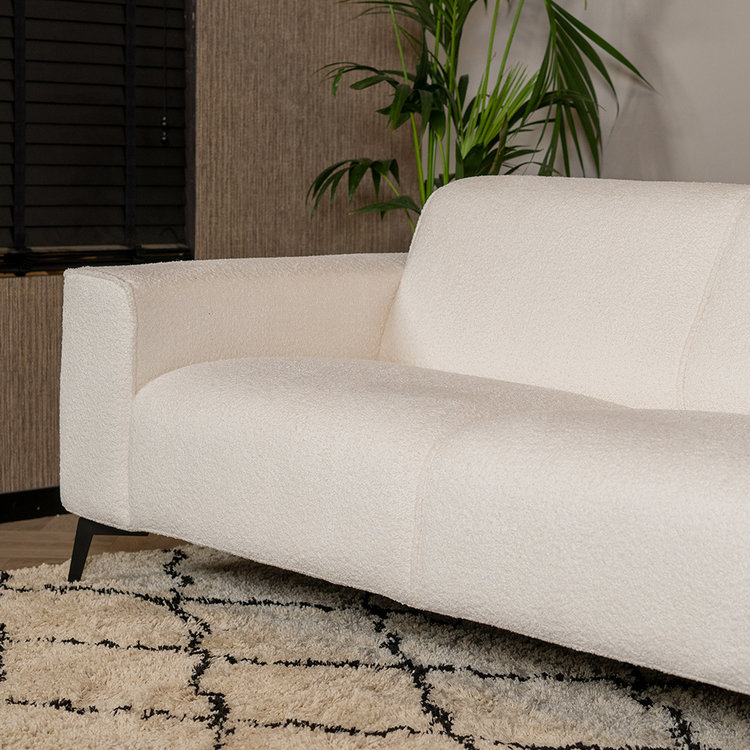 Canapé scandinave 2,5 places Vegas bouclette blanc
