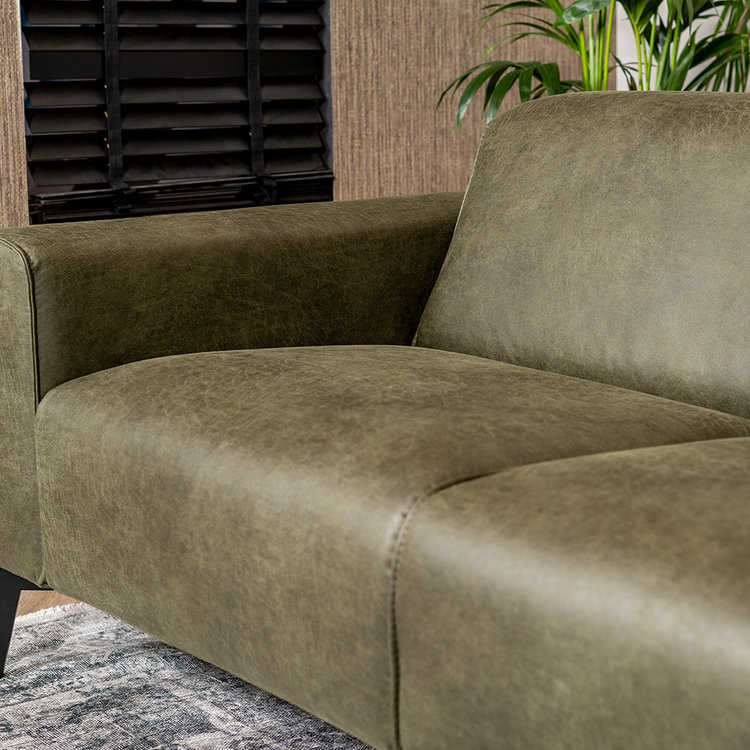 Canapé industriel 2,5 places Vegas éco-cuir vert