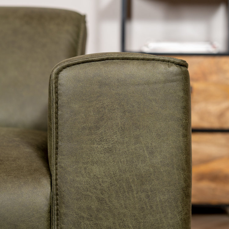 Canapé industriel 2,5 places Vegas éco-cuir vert