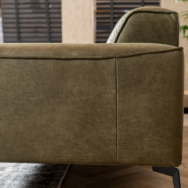 Canapé industriel 2,5 places Vegas éco-cuir vert