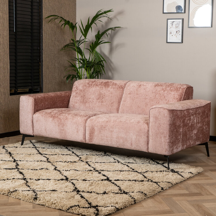 Canapé 2,5 places Vegas tissu chenille rose