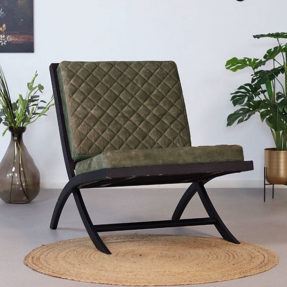 Fauteuil design en velours Madrid vert
