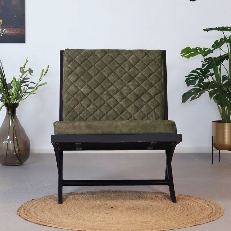 Fauteuil design en velours Madrid vert