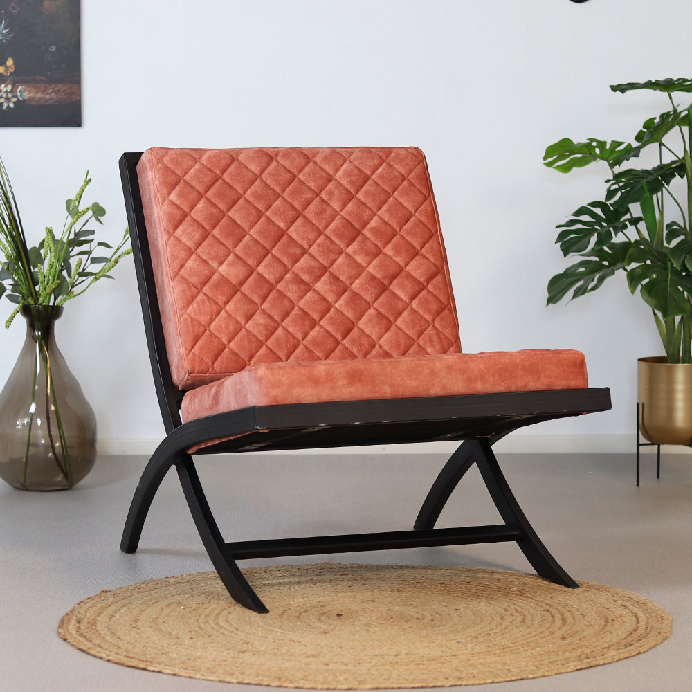 Fauteuil design en velours Madrid rose