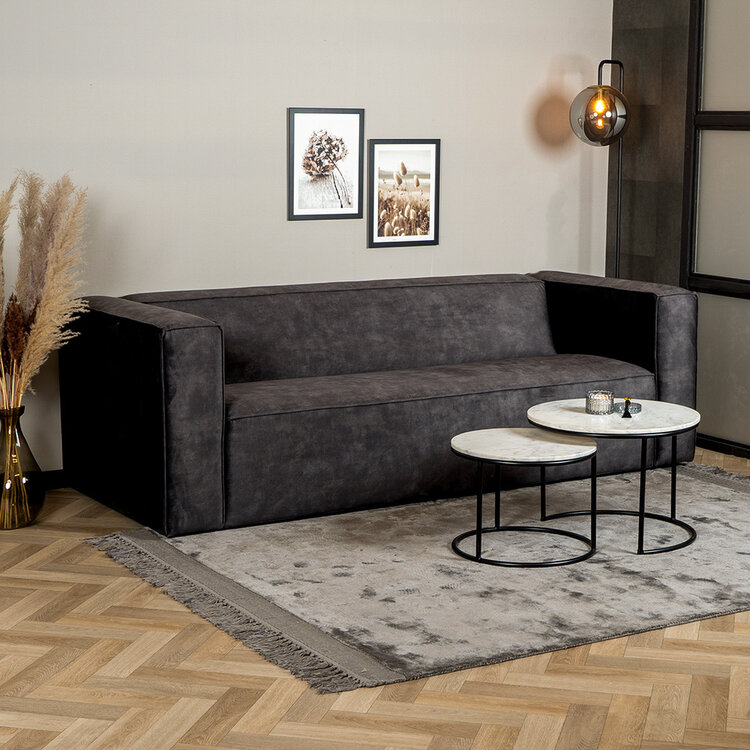 Canapé en velours 3 places Memphis anthracite