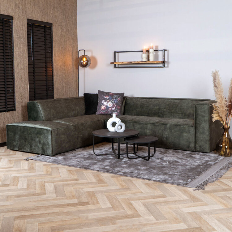 Canapé d'angle en velours Memphis vert foncé gauche