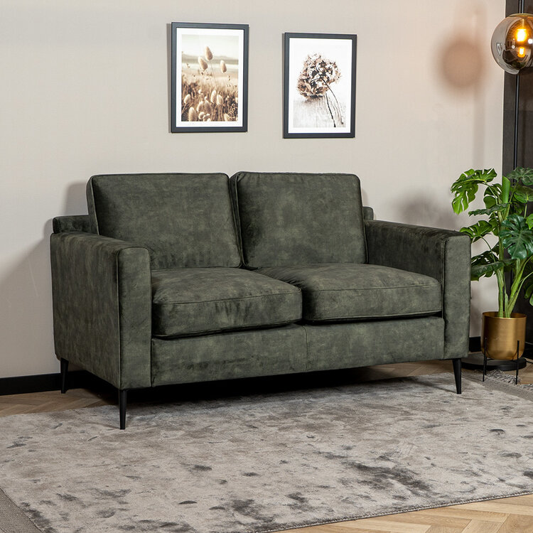 Canapé en velours 2 places Florida vert olive