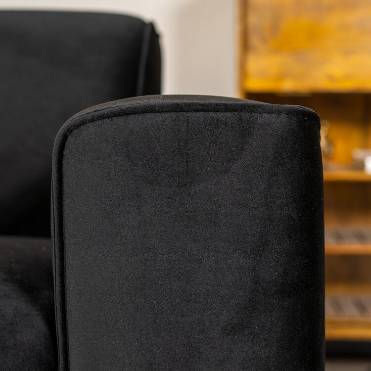 Canapé en velours 2,5 places Vegas noir