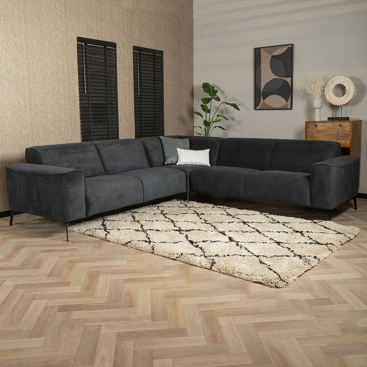 Canapé d'angle scandinave Vegas noir tissu chiné gauche/droit