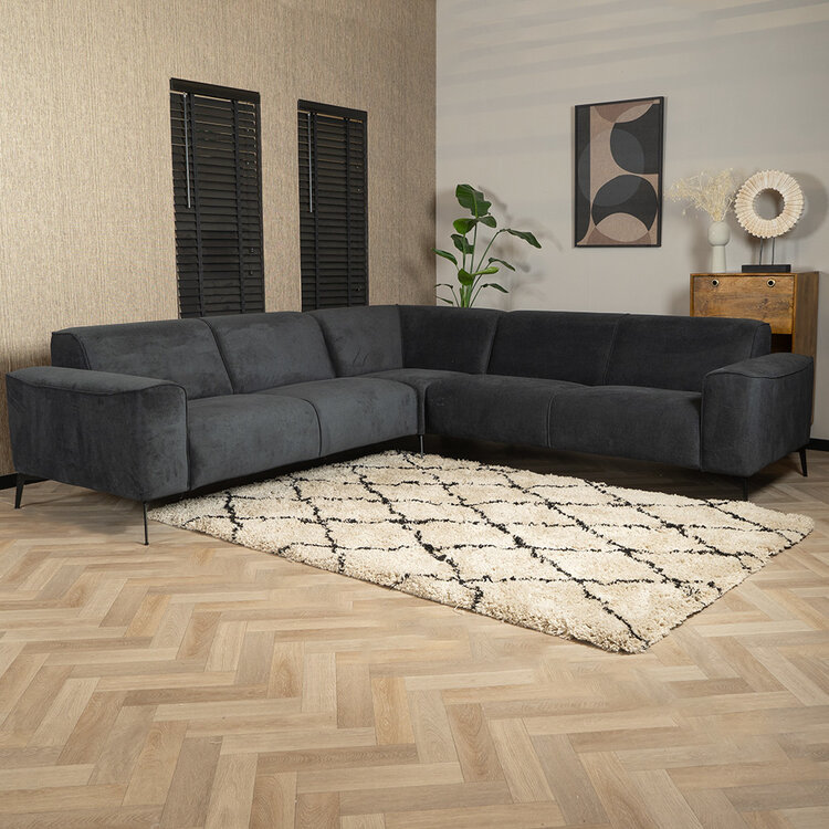 Canapé d'angle scandinave Vegas noir tissu chiné gauche/droit