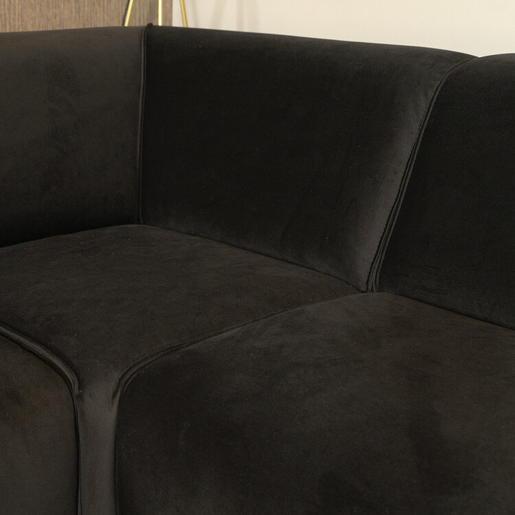 Canapé d'angle en velours Vegas noir gauche/droit