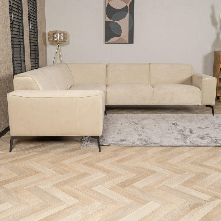 Canapé d'angle en velours Vegas beige gauche/droit