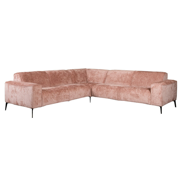 Canapé d'angle scandinave Vegas rose tissu chenille gauche/droit
