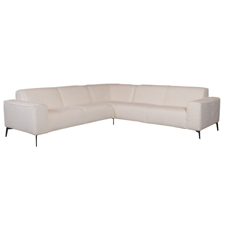 Canapé d'angle scandinave Vegas bouclette blanc gauche/droit