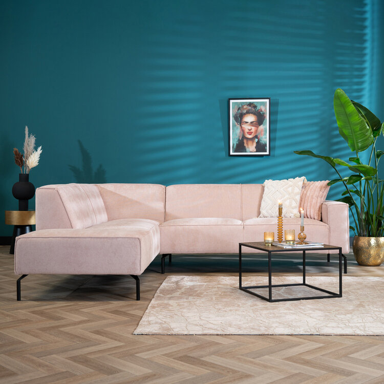 Canapé d'angle scandinave Kansas rose mélange gauche