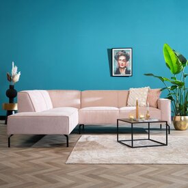 Canapé d'angle scandinave Kansas rose mélange gauche