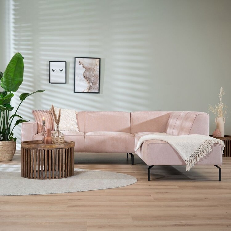 Canapé d'angle scandinave Kansas rose mélange droite