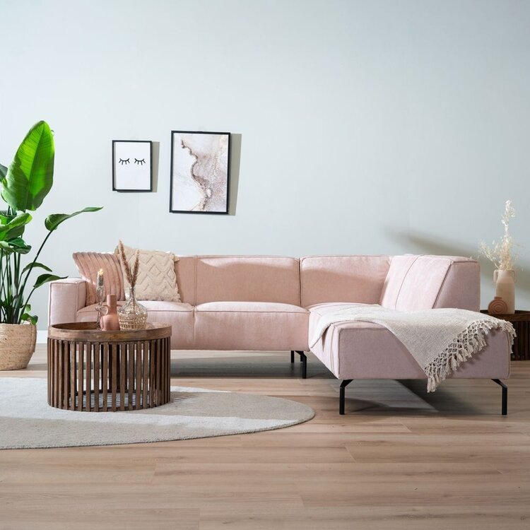 Canapé d'angle scandinave Kansas rose mélange droite