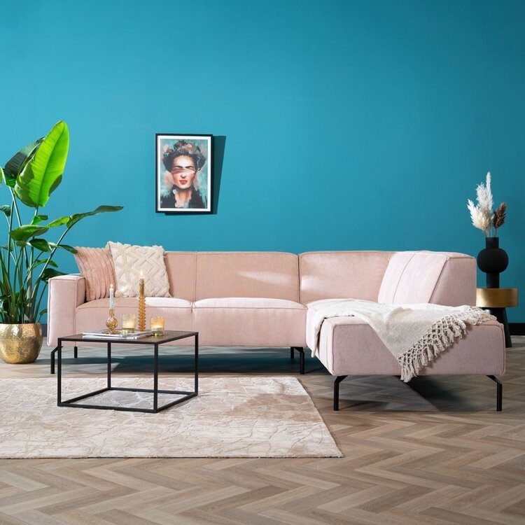 Canapé d'angle scandinave Kansas rose mélange droite