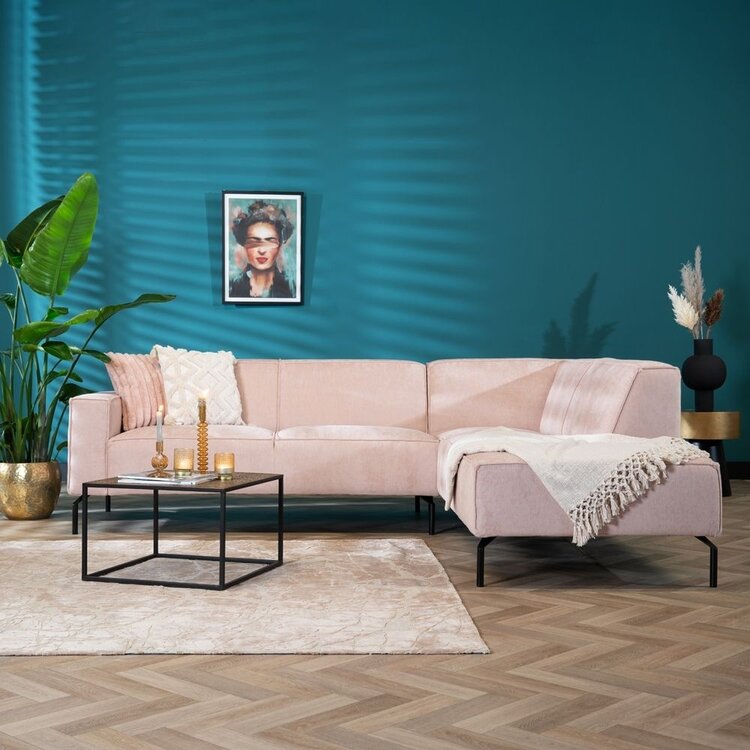 Canapé d'angle scandinave Kansas rose mélange droite