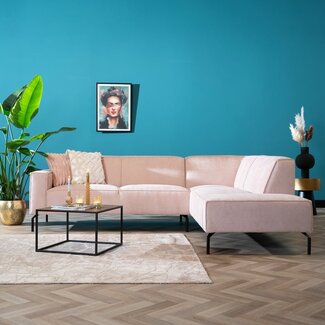 Canapé d'angle scandinave Kansas rose mélange droite