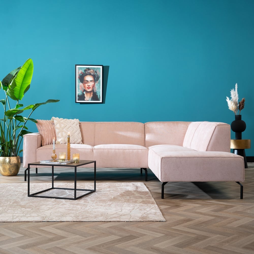 Canapé d'angle scandinave Kansas rose mélange droite