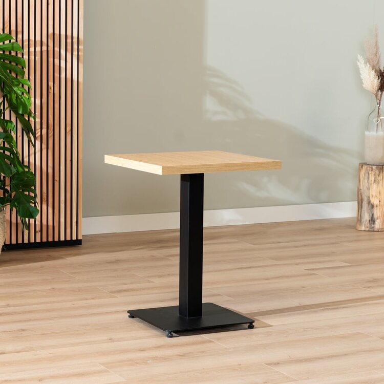 Table à manger bistrot aspect chêne melamine Nils 60 x 60 cm