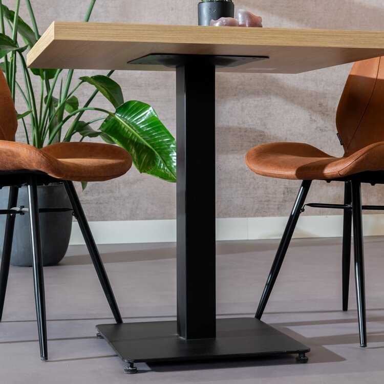 Table à manger bistrot aspect chêne melamine Nils 60 x 60 cm