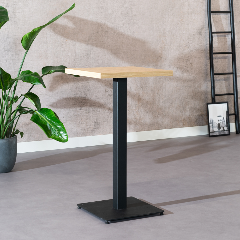 Table de bar bistrot aspect chêne melamine Nils 60 x 60 x 109 cm