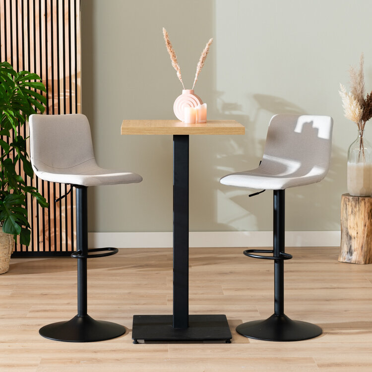 Table de bar bistrot aspect chêne melamine Nils 60 x 60 x 109 cm