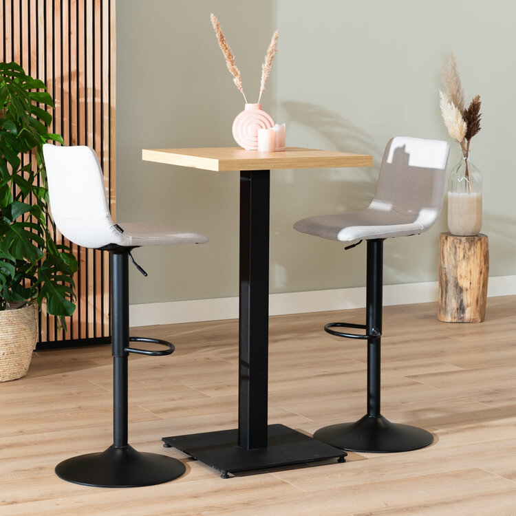 Table de bar bistrot aspect chêne melamine Nils 60 x 60 x 109 cm