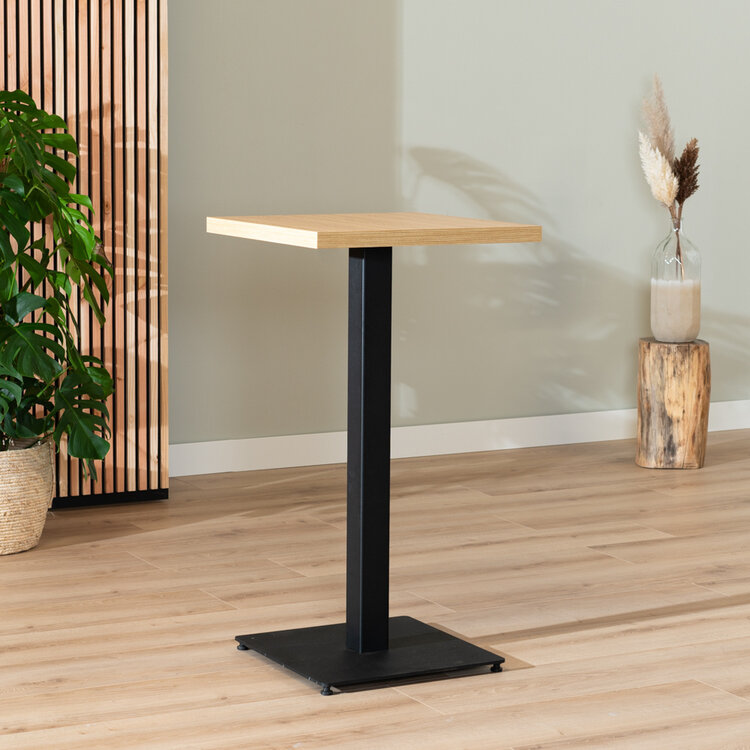 Table de bar bistrot aspect chêne melamine Nils 60 x 60 x 109 cm