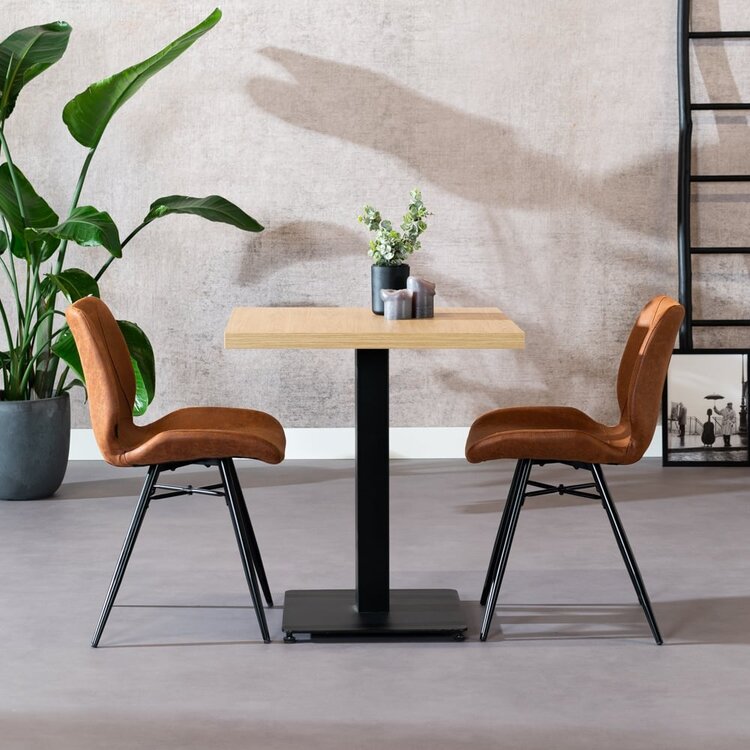 Table à manger bistrot aspect chêne melamine Nils 70 x 70 cm