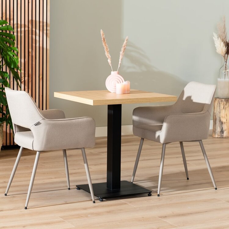 Table à manger bistrot aspect chêne melamine Nils 70 x 70 cm