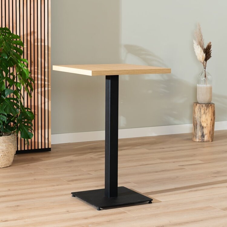 Table de bar bistrot aspect chêne melamine Nils 70 x 70 x 109 cm
