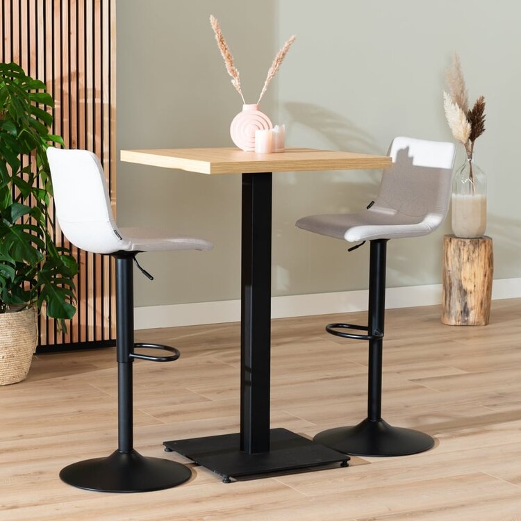 Table de bar bistrot aspect chêne melamine Nils 70 x 70 x 109 cm