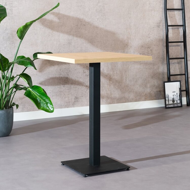 Table de bar bistrot aspect chêne melamine Nils 80 x 80 x 109 cm