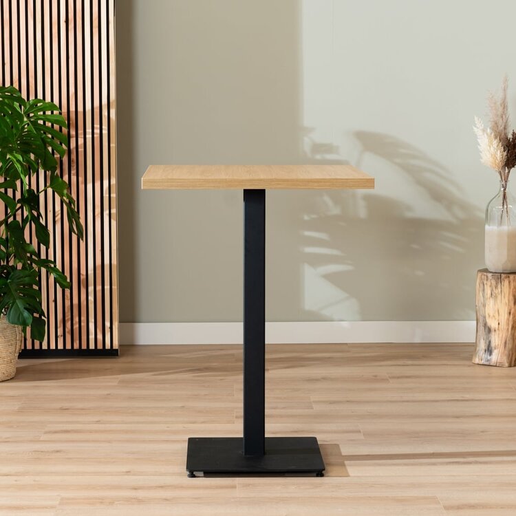 Table de bar bistrot aspect chêne melamine Nils 80 x 80 x 109 cm