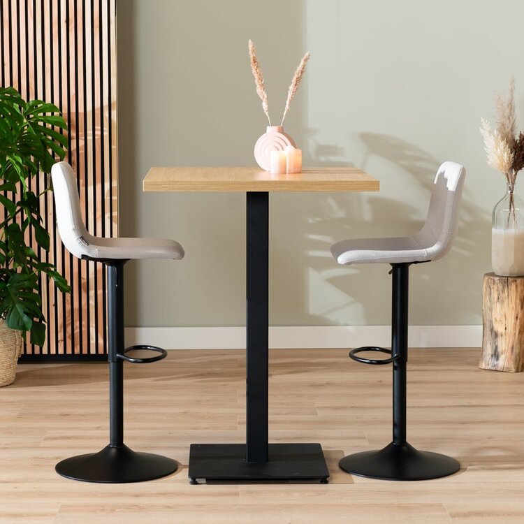 Table de bar bistrot aspect chêne melamine Nils 80 x 80 x 109 cm