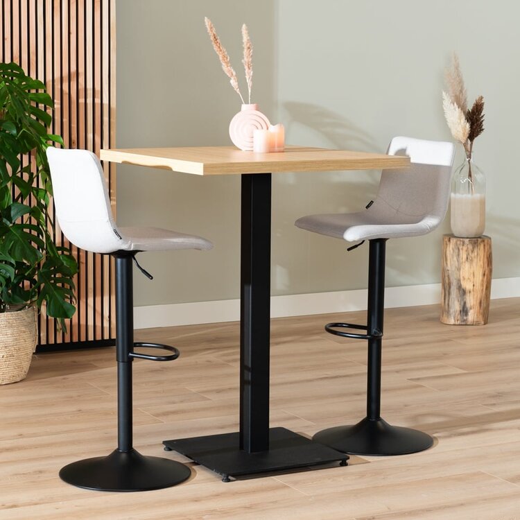 Table de bar bistrot aspect chêne melamine Nils 80 x 80 x 109 cm