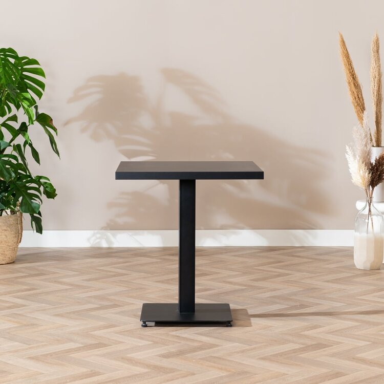 Table à manger bistrot aspect bois noir melamine Nils 70 x 70 cm