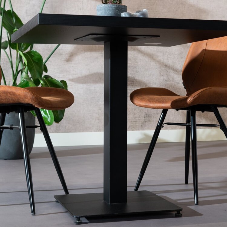 Table à manger bistrot aspect bois noir melamine Nils 70 x 70 cm