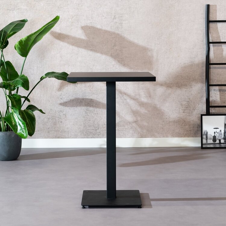 Table de bar bistrot aspect bois noir melamine Nils 70 x 70 x 109 cm