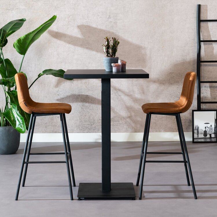 Table de bar bistrot aspect bois noir melamine Nils 70 x 70 x 109 cm