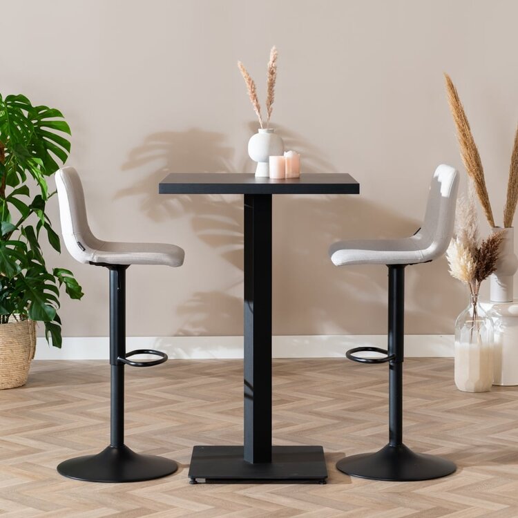 Table de bar bistrot aspect bois noir melamine Nils 70 x 70 x 109 cm