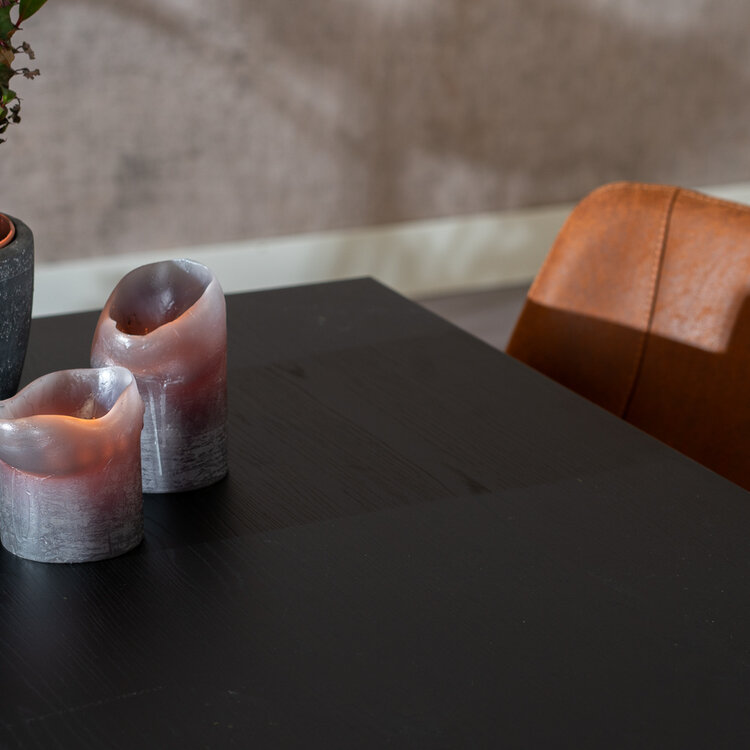 Table à manger bistrot aspect bois noir melamine Nils 80 x 80 cm