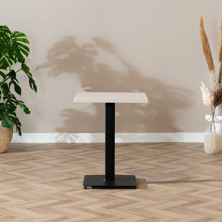 Table à manger bistrot beige melamine Nils 60 x 60 cm