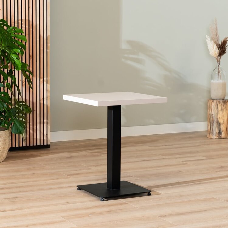 Table à manger bistrot beige melamine Nils 60 x 60 cm