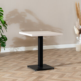 Table à manger bistrot beige melamine Nils 70 x 70 cm